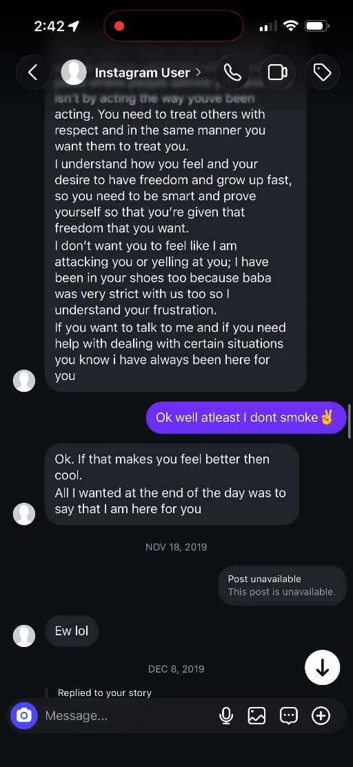 E02 message excerpt: the closing offer of support and later date dividers