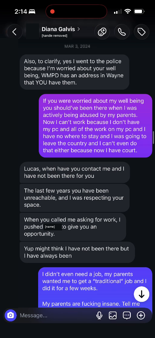E03 message excerpt: march 3, 2024: the police concern and lucas's response