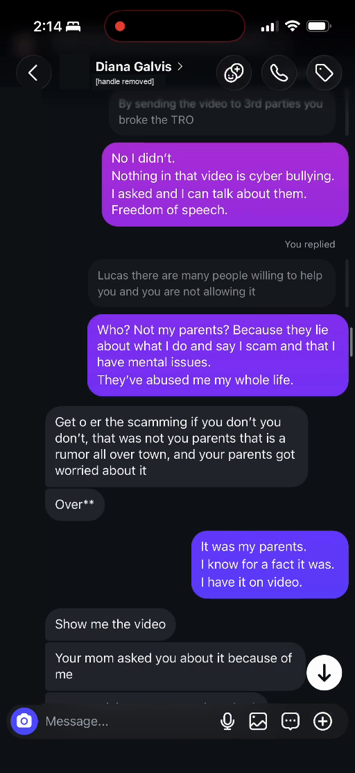 E03 message excerpt: the disagreement about accusations of scamming