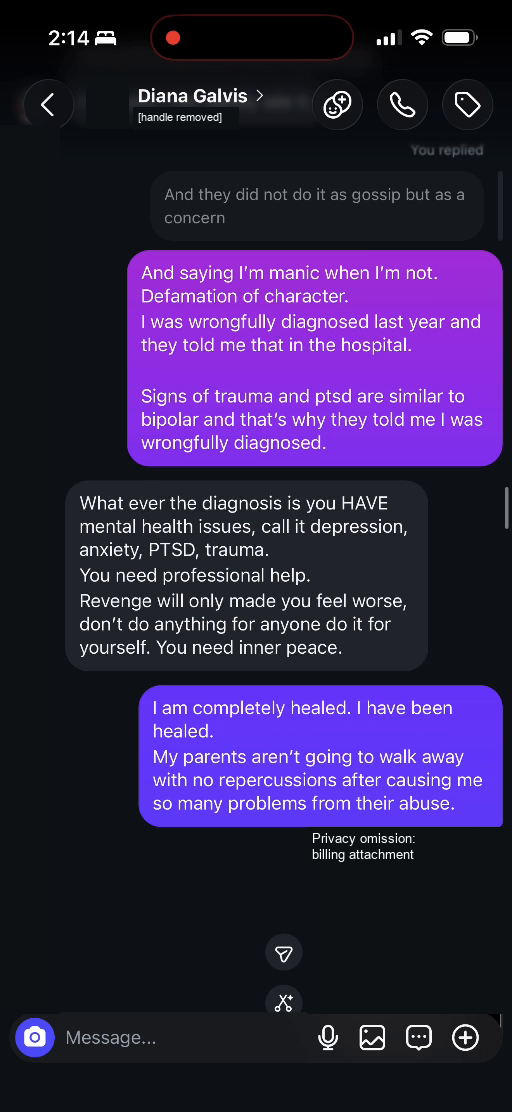 E03 message excerpt: the disagreement about diagnosis and help