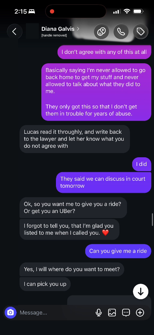 E03 message excerpt: advice about objections and an offer of a ride