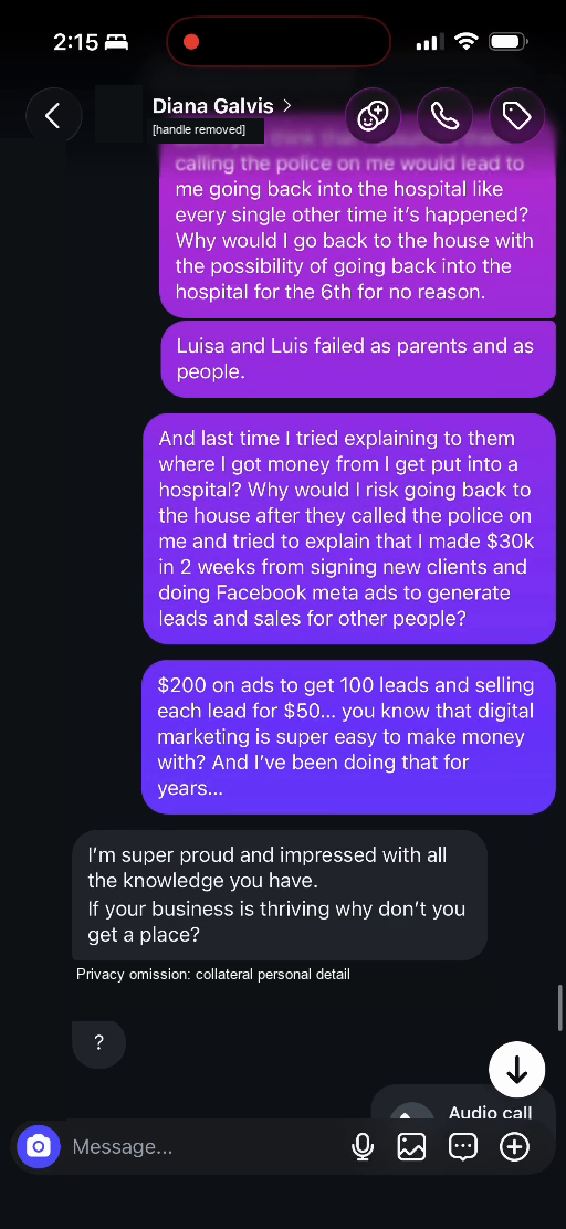 E03 message excerpt: marketing discussion and a supportive response